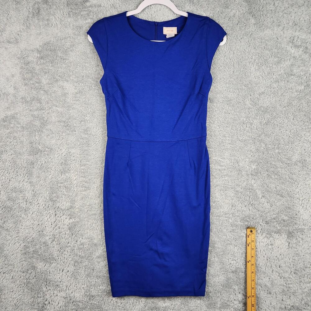 Vintage Love Ady Dress Womens Small Blue Sheath Pencil Cap Sleeve USA Minimalist